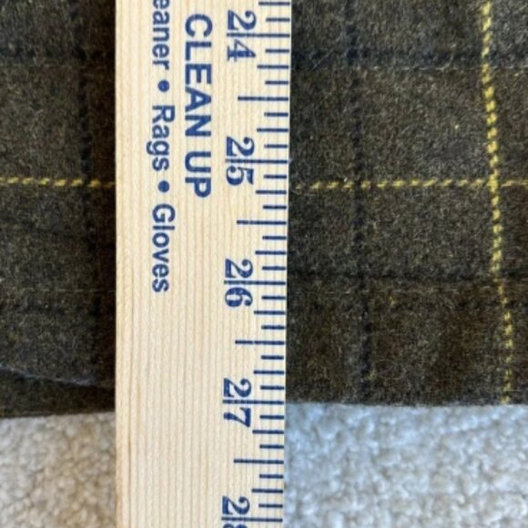 Rare Taylor Stitch Vertical Olive Green Plaid Wool Quilted Full Zip Vest Mens 38 - Picture 8 of 10